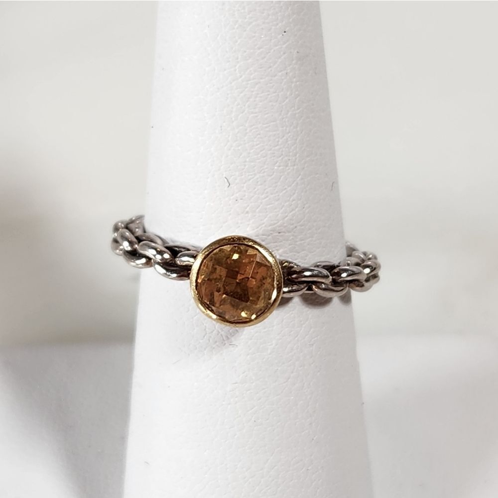 LIKE NEW  Argendor Sterling Silver & 24kt Gold Citrine Rope Chain Band